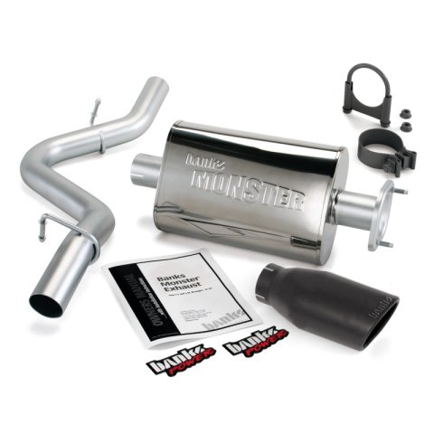 Banks Power 00-03 Jeep 2.5/4.0L Wrangler w/ 2-Bolt Cat Monster Exh Sys - SS Single Exh w/ Blk Tip thumbnail 1