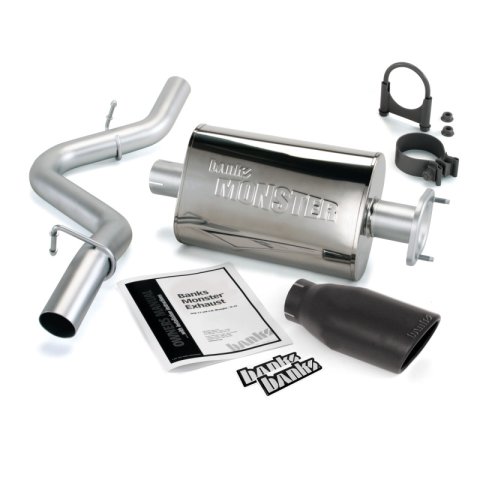Banks Power 00-03 Jeep 2.5/4.0L Wrangler w/ 2-Bolt Cat Monster Exh Sys - SS Single Exh w/ Blk Tip thumbnail 2