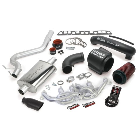 Banks Power Jeep 2004-2006 4.0L PowerPack Systems for WRANGLER - 51335-B Performance Package, Bundle, TorqueTube, Monster Exhaust, Single Exit, Black Tip, Ram-Air Intake, AutoMind Tuner, Jeep, 4.0L, TJ, Kit thumbnail 1