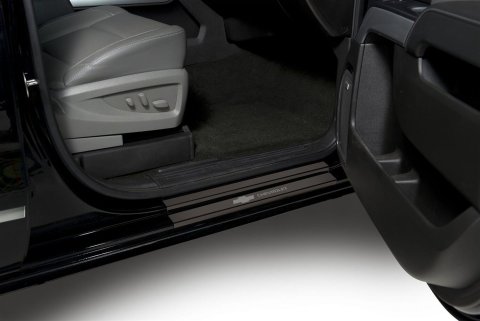 Putco 14-18 Chevy Silv LD - Double Cab w/ CHEVROLET Etching (8pcs) Black Platinum Door Sills thumbnail 1
