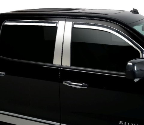 Putco 14-18 Chevy Silverado LD - 4 Door - Crew Cab Element Chrome Window Visors thumbnail 5