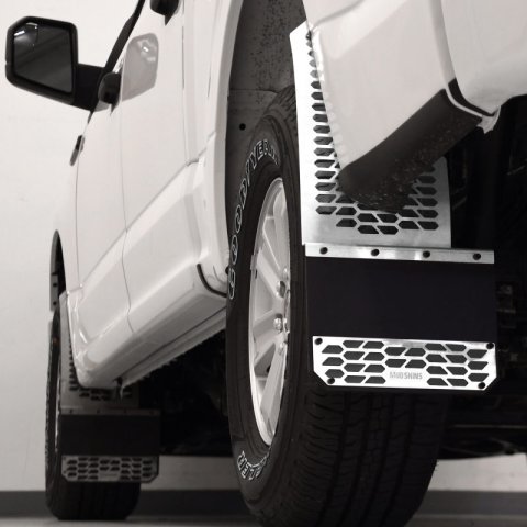 Putco 17-20 Ford SuperDuty - Set of 2 (Excl Dually Rear) Mud Skins - Polished SS w/ Hex Shield thumbnail 7