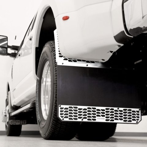 Putco 11-16 Ford SuperDuty Dually - (Fits Rear) - Set of 2 Mud Skins - Polished SS w/ Hex Shield thumbnail 2