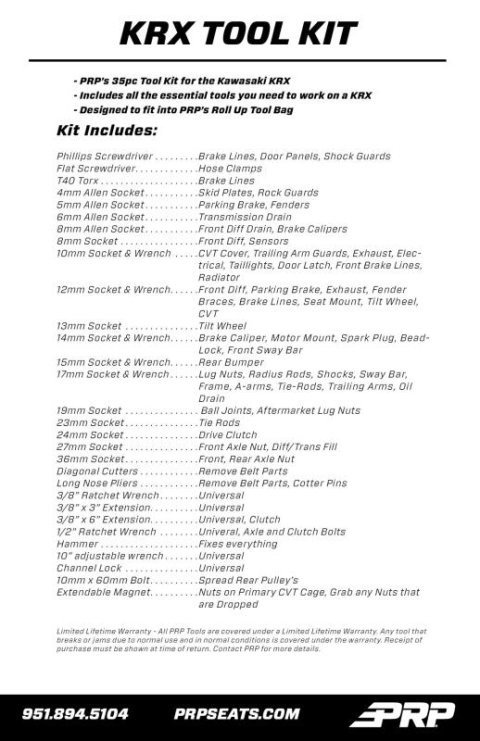 PRP Kawasaki KRX Tool Kit (Tools Only 35 pc) thumbnail 5