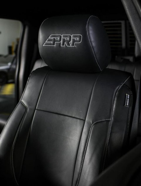 PRP 12-14 Ford Raptor Front Seat Covers (Pair) - Black w Silver Stitch