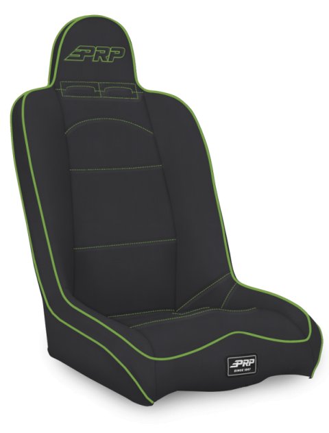 PRP Daily Driver High Back Suspension Seat- Black/Green Vinyl thumbnail 1