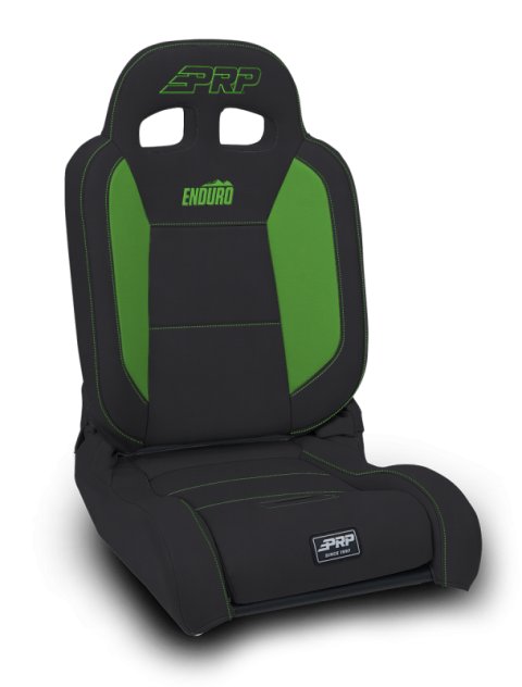 PRP EnduroDaily Reclining Suspension Seat - Black/Green Vinyl - Driver