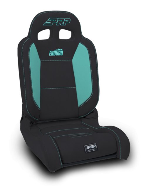 PRP EnduroDaily Reclining Suspension Seat - Black/Teal Vinyl - Driver