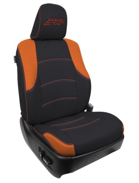 PRP 11-24 Toyota 4Runner Front Seat Covers (Pair) - Black/Orange