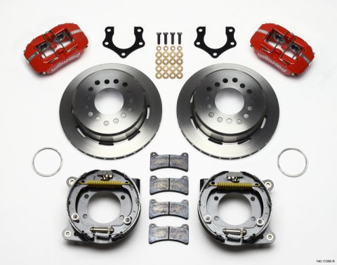 Wilwood Dynapro Low-Profile 11.00in P-Brake Kit - Red Mopar/Dana 2.50in Off w/Snap Ring Bearing