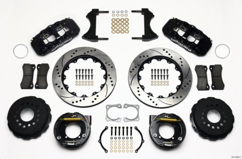 Wilwood AERO4 Rear P-Brake Kit 14.00in Drilled Chevy 12 Bolt-Spec 3.15in Bearing