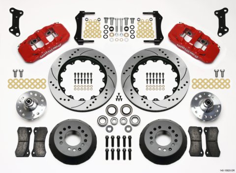 Wilwood AERO6 Front Hub Kit 14.00 Drilled Red 67-69 Camaro 64-72 Nova Chevelle