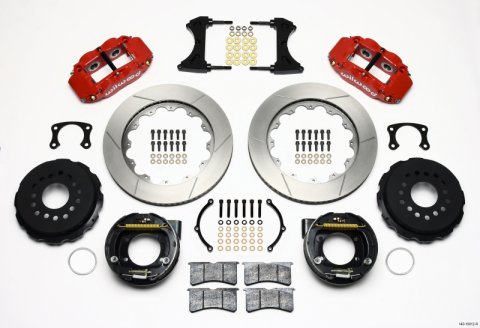 Wilwood Narrow Superlite 4R Rear P-Brk Kit 14.00in Red New Big Ford 2.50in Offset