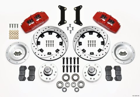 Wilwood Dynapro 6 Front Hub Kit 12.19in Drilled Red 79-87 GM G Body thumbnail 1