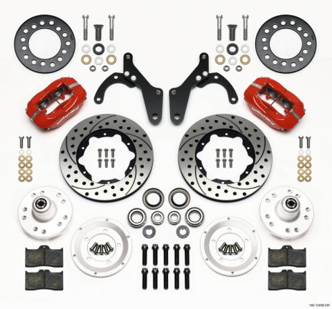 Wilwood Forged Dynalite Front Kit 11.00in Drill-Red 59-64 Chevy Impala / 63-64 Corvette