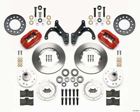 Wilwood Forged Dynalite Front Kit 11.00in Red 69-70 Impala Drum/Disc 69-82 Vette