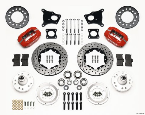 Wilwood Forged Dynalite Front Kit 11.00in Drill-Red AMC 71-76 OE Disc w/o Bendix Brakes