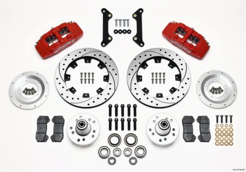 Wilwood Dynapro 6 Front Hub Kit 12.19in Drilled Red 70-78 Camaro