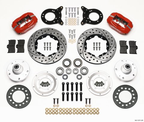 Wilwood Forged Dynalite Front Kit 11.00in Drilled Red 1965-1969 Mustang Disc & Drum Spindle