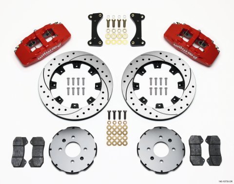 Wilwood Dynapro 6 Front Hat Kit 12.19in Drilled Red 94-01 Honda/Acura w/262mm Disc thumbnail 1