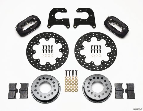 Wilwood Forged Dynalite Rear Drag Kit Drilled Rotor Mopar/Dana 2.50in Off w/Snap Ring Bearing
