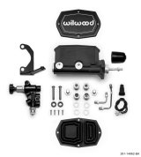 Wilwood Compact Tandem M/C - 15/16in Bore - w/Bracket and Valve (Pushrod) - Black thumbnail 1