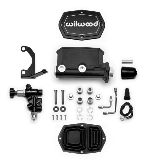Wilwood Compact Tandem M/C - 1in Bore - w/Bracket and Valve (Pushrod) - Black thumbnail 2