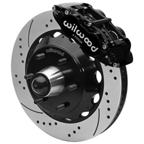 Wilwood 63-87 C10 FNSL6R Front Big Brake Kit 14in drill/slot 6x5.5 BP for drop spindles - Blk