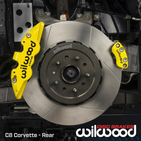 Wilwood 20-23 Chevy Corvette C8 Aero4 Black Rear Big Brake Kit - Slotted