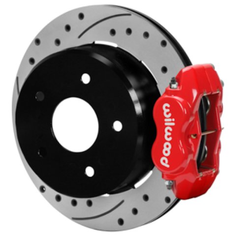 Wilwood 88-98 Chevy Silverado Forged Dynalite 12.19x0.81 Drill/Slot Rear Drum to Disc Conv. - Red