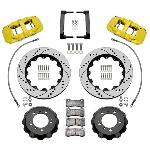 Wilwood 99-12 Porsche 911 (996/997) Aero6 Front Brake Kit Drill/Slot 14.00in Rotor W/Lines - Yellow