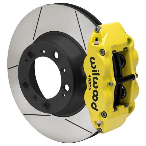Wilwood 99-12 Porsche 911(996/997) Superlite 4R Rear Brake Kit Slotted 14.00in Rotor W/Lines - Ylw