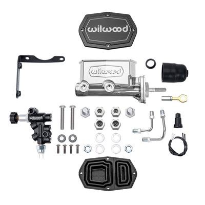 Wilwood MOPAR Compact Tandem M/C Kit w/ P-Valve & Pushrod 15/16in Bore - Chrome Powdercoat