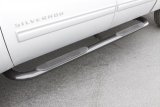 Lund 99-13 Chevy Silverado 1500 Ext. Cab (Body Mount) 4in. Oval Curved SS Nerf Bars - Polished thumbnail 1