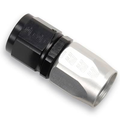 Russell Performance -8 AN Black/Silver Straight Full Flow Hose End