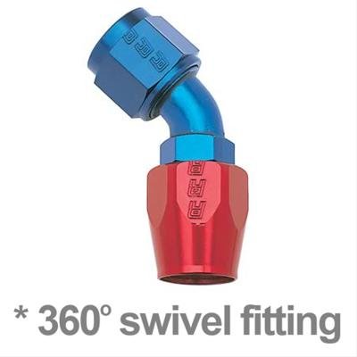 Russell Performance -6 AN Red/Blue 45 Degree Full Flow Hose End