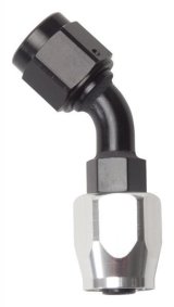 Russell Performance -6 AN Black/Silver 45 Degree Full Flow Hose End thumbnail 2