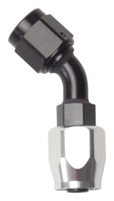 Russell Performance -6 AN Black/Silver 45 Degree Full Flow Hose End thumbnail 3