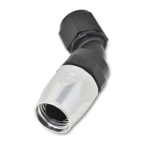 Russell Performance -8 AN Black/Silver 45 Degree Full Flow Hose End thumbnail 5