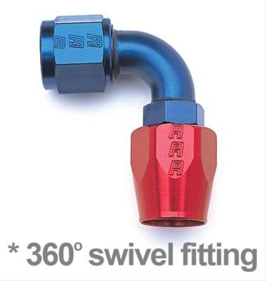 Russell Performance -10 AN Red/Blue 90 Degree Full Flow Hose End