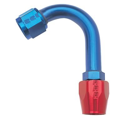 Russell Performance -8 AN Red/Blue 120 Degree Full Flow Hose End (1-1/4in Centerline Radius)