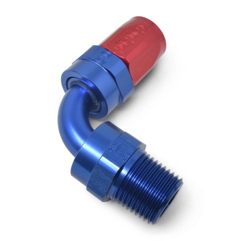 Russell Performance -10 AN Red/Blue 90 Deg Full Flow Swivel Pipe Thread Hose End (With 1/2in NPT) thumbnail 6