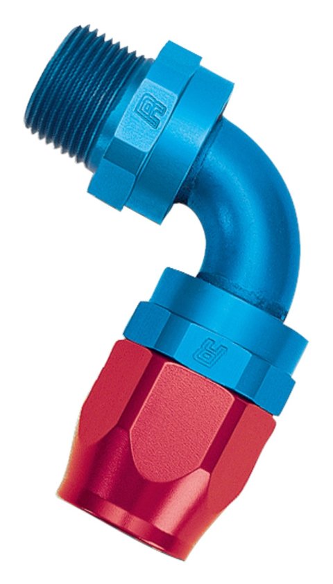 Russell Performance -10 AN Red/Blue 90 Deg Full Flow Swivel Pipe Thread Hose End (With 1/2in NPT) thumbnail 9