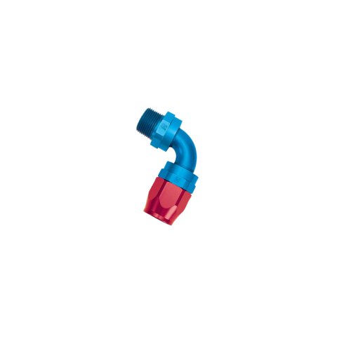 Russell Performance -6 AN Red/Blue 90 Degree Full Flow Swivel Pipe Thread Hose End (With 3/8in NPT) thumbnail 3