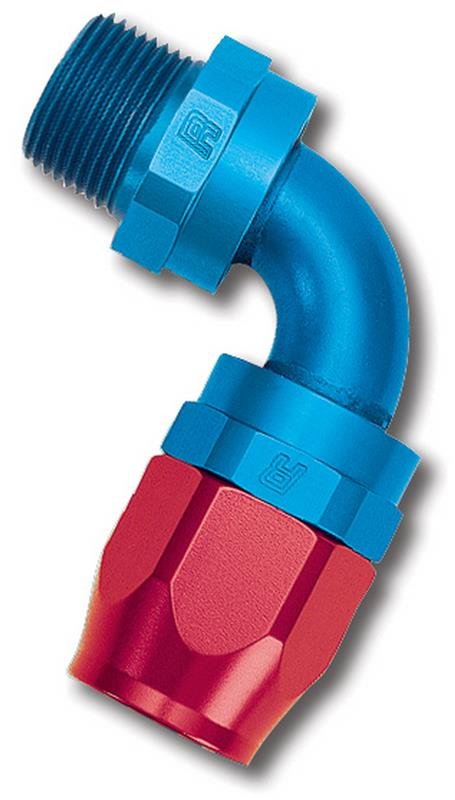 Russell Performance -6 AN Red/Blue 90 Degree Full Flow Swivel Pipe Thread Hose End (With 3/8in NPT) thumbnail 4