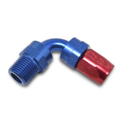 Russell Performance -6 AN Red/Blue 90 Degree Full Flow Swivel Pipe Thread Hose End (With 3/8in NPT) thumbnail 5
