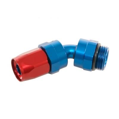 Russell Performance -10 AN Red/Blue Male SAE Port to -8 Hose 90 Degree (-10 Port 7/8in-14 Thread)