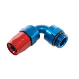 Russell Performance Swivel Hose End Assy #10 AN Male SAE Port to #8 Hose 90 Deg Red/Blue Anodized thumbnail 1
