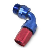 Russell Performance Swivel Hose End Assy #10 AN Male SAE Port to #8 Hose 90 Deg Red/Blue Anodized thumbnail 5