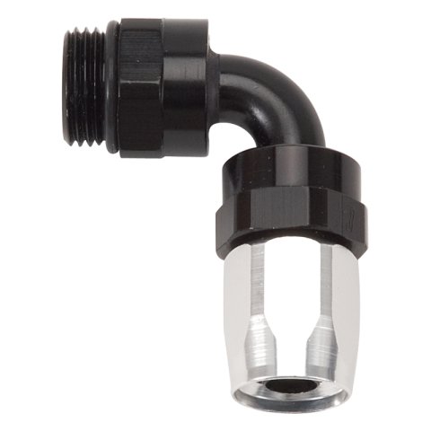 Russell Performance Swivel Hose End Assy #10 AN Male SAE Port to #8 Hose 90 Deg Clr/Blk Anodized thumbnail 3